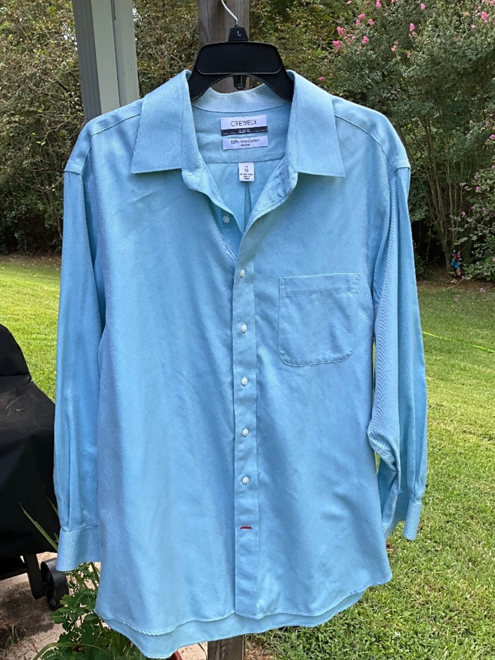 Cremieux • Blue Pima Cotton •Non Iron,  Slim Fit Dress Shirt • 17/33